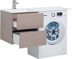 Aquanet Тумба с раковиной Алвита 120 L подвесная капучино под стиральную машину – фотография-7